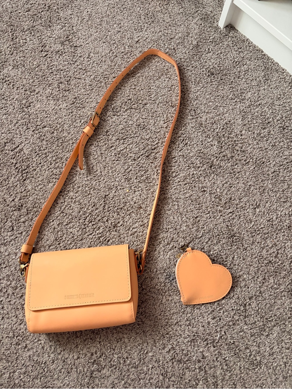 Portland Leather Monaco Crossbody and matching heart pouch